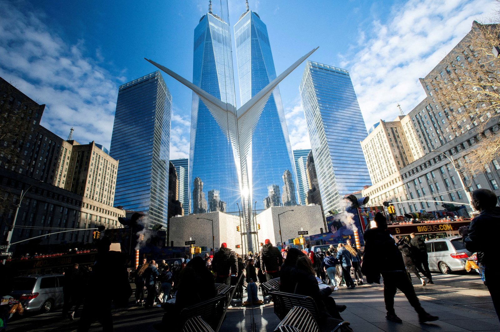 People walk around the Financial District near the New York Stock Exchange (NYSE) in New York, U.S., Dec. 29, 2023. (Reuters Photo)