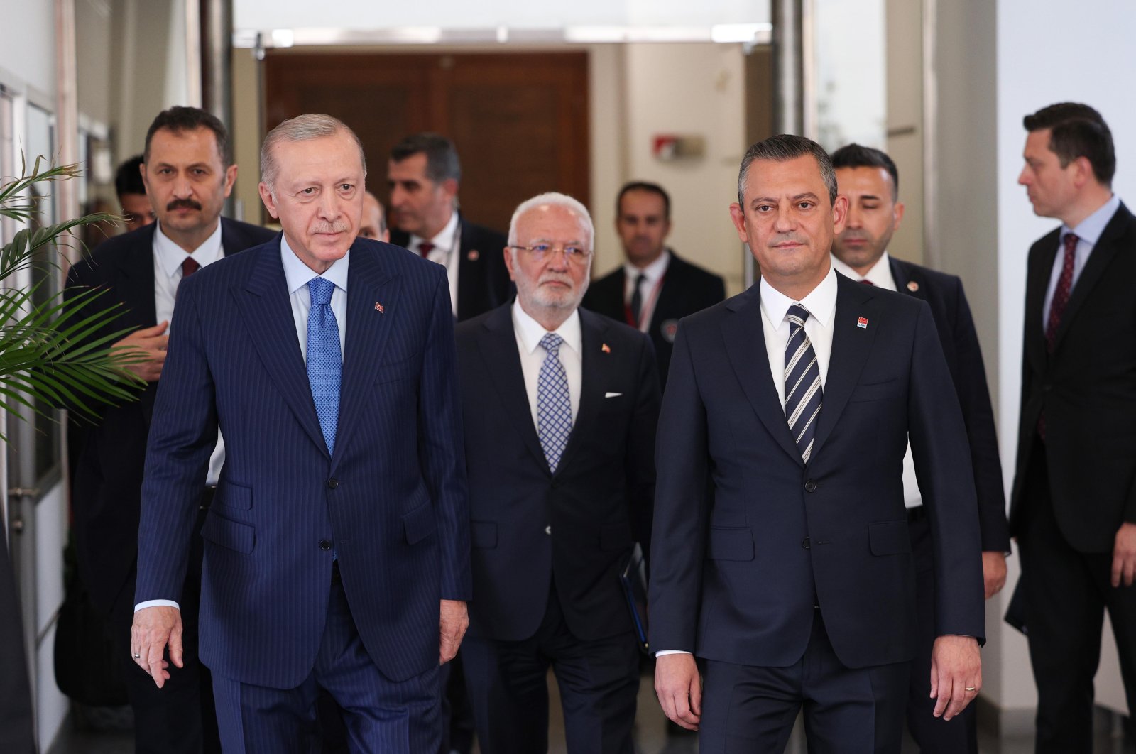 President Recep Tayyip Erdoğan and Özgür Özel meet at the Republican People&#039;s Party (CHP) headquarters, Ankara, Türkiye, June 11, 2024. (DHA Photo)