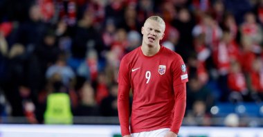 Norway&#039;s Erling Haaland disappointed during the Euro qualifier match against Spain at the Ullevaal Stadium, Oslo, Norway, Oct. 15, 2023. (Getty Images Photo)