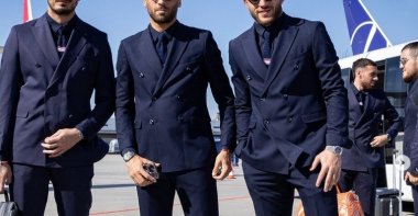 Uğurcan Çakır (L), Cenk Tosun and Barış Alper Yılmaz (R) pose together, Hanover, Germany, June 6, 2024. (skyspor_tr on Instagram)