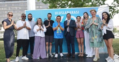 Indian Embassy's yoga event in the Nilüfer district in Bursa, June 13, 2024. (IHA Photo)
