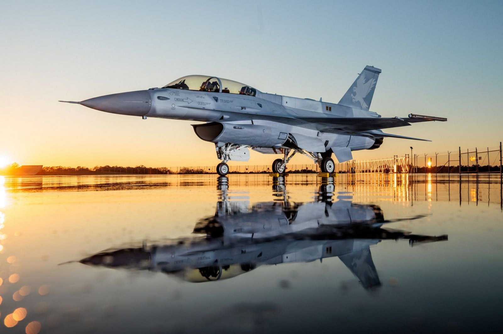 An F-16 fighter jet is seen at the Lockheed Martin facility that is home of the F-16 Fighting Falcon production line in Greenville, South Carolina, U.S., May 24, 2024. (AA Photo)