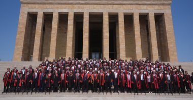 The Supreme Court’s newly appointed prosecutors visit the Mausoleum of Atatürk in the capital Ankara, Türkiye, June 5, 2024. (AA Photo)