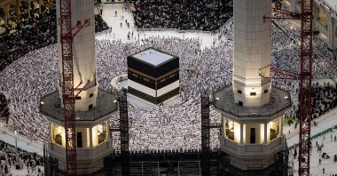 Muslim worshippers pray around the Kaaba, Islam&#039;s holiest shrine, at the Grand Mosque in the holy city of Mecca, ahead of the annual Hajj pilgrimage, Saudi Arabia, June 13, 2024. (AFP Photo)