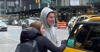 Eylem Tok and her son were spotted casually strolling the streets of New York, U.S., March 13, 2024. (IHA Photo)