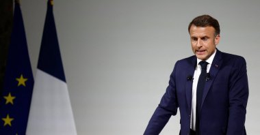French President Emmanuel Macron speaks during a news conference about the priorities of his Renaissance party and its allies ahead of the early legislative elections in Paris, France, June 12, 2024. (Reuters Photo)