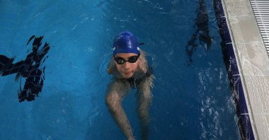 Turkish Para swimmer Baran Doruk Şimşek trains at the Eskişehir Metropolitan Municipality Youth and Sports Club, Eskişehir, Türkiye, June 10, 2024. (AA Photo)