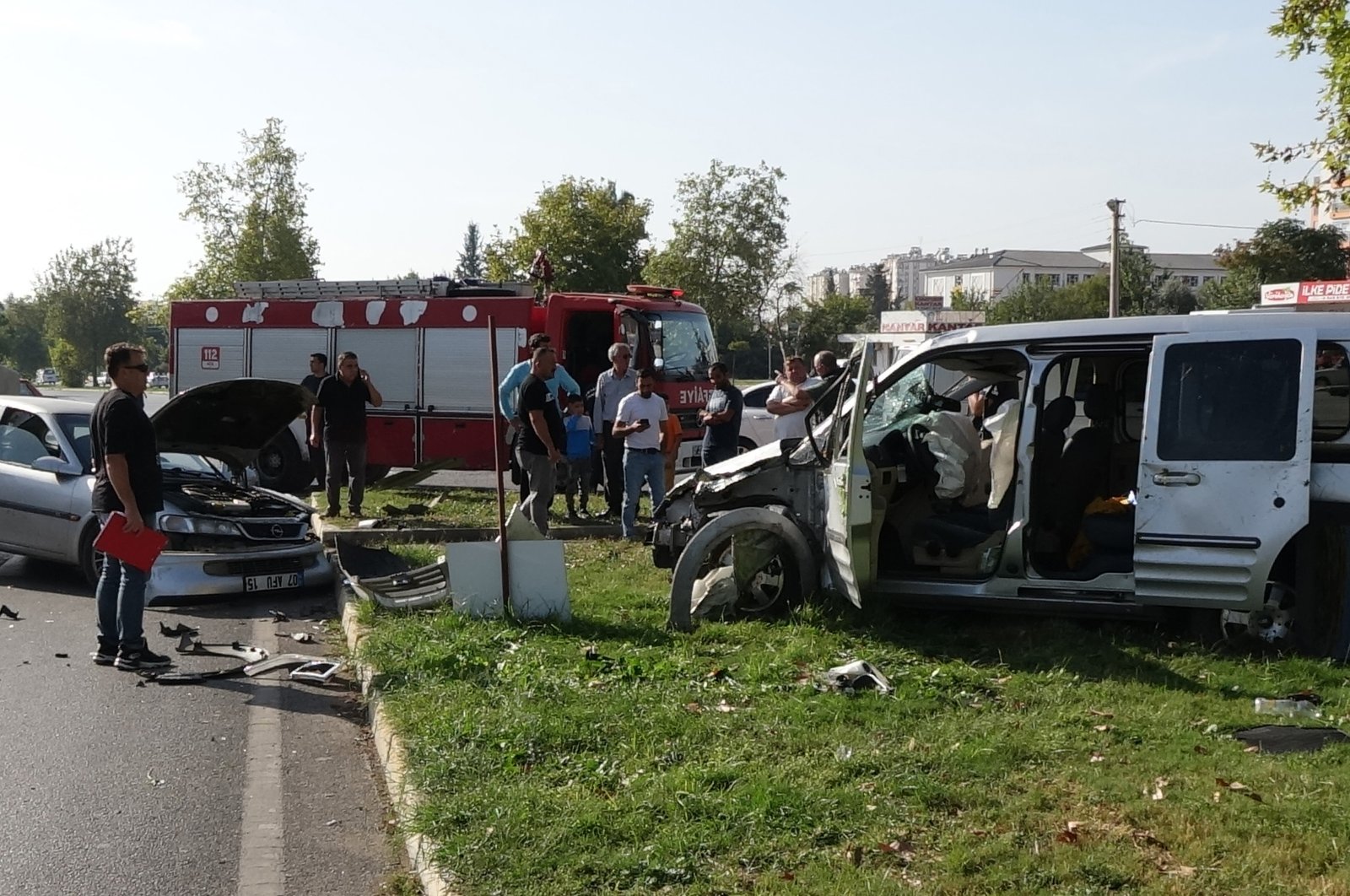 Police inspect a traffic accident during the Qurban Bayram holiday, Antalya, Türkiye, June 17, 2024. (DHA Photos)