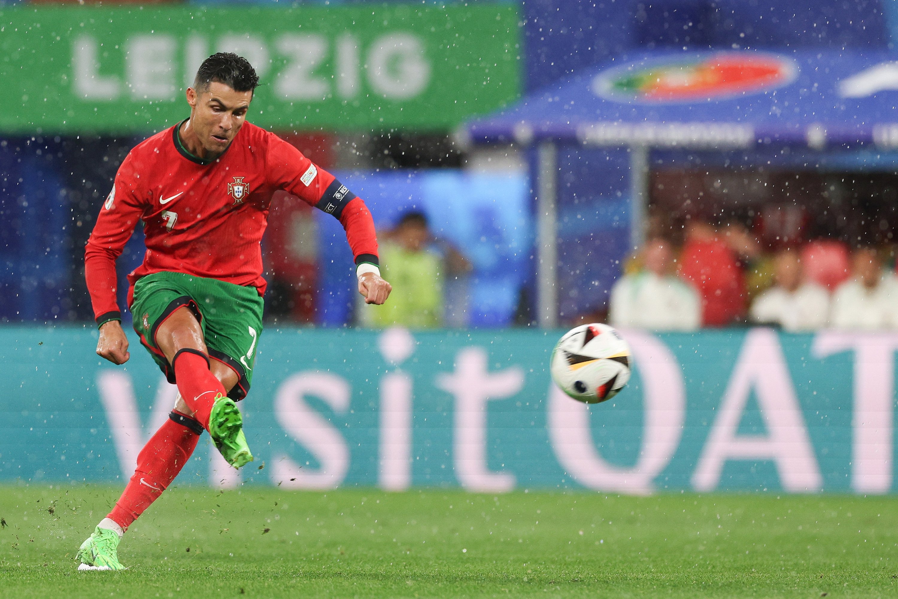 Portugal player Cristiano Ronaldo in action during the UEFA EURO 2024 group F match between Portugal and the Czech Republic, Leipzig, Germany, June 18, 2024. (EPA Photo)