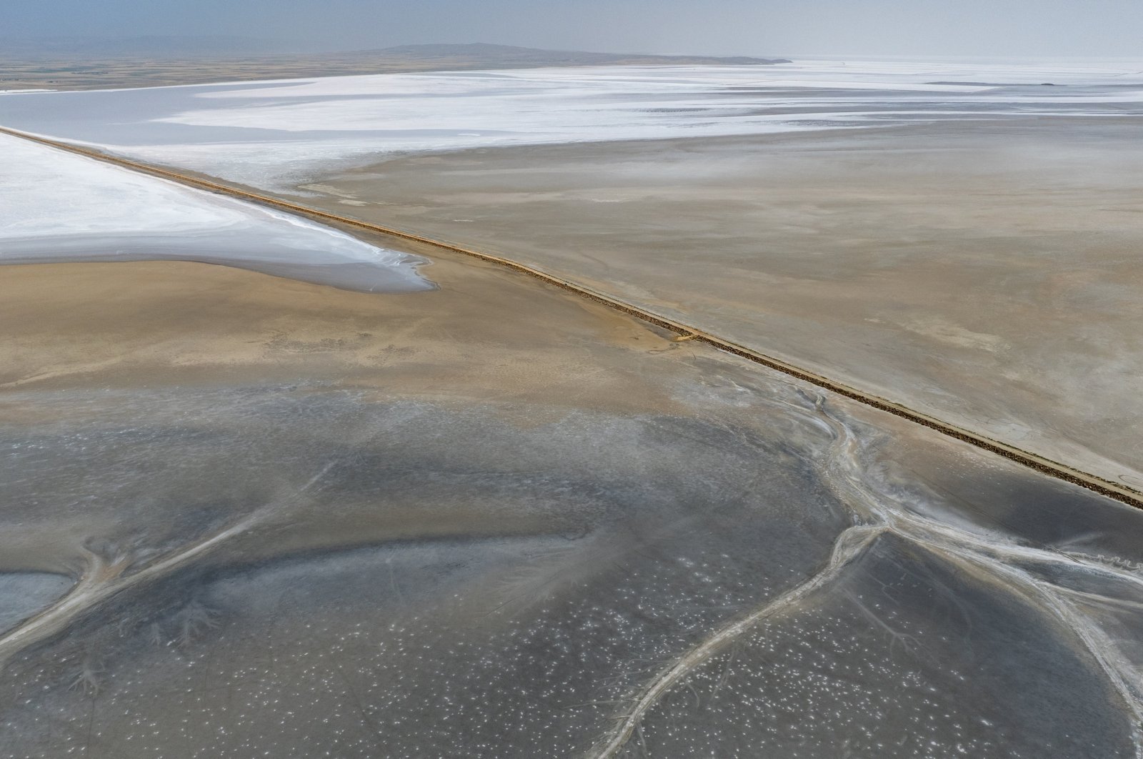 Lake Tuz is at risk of drought as its water level drops, Tuz lake, Türkiye, June 12, 2024. (AA Photo)