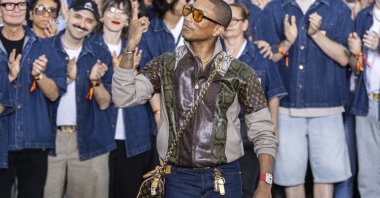 Pharrell Williams gestures after presenting his collection for Louis Vuitton fashion house during the Spring/Summer 2025 Menswear Collection at the Paris Men's Fashion Week, Paris, France, June 18, 2024. (EPA Photo)