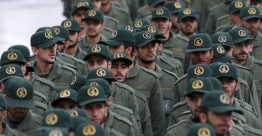 Iranian Revolutionary Guard members arrive for a ceremony celebrating the 40th anniversary of the Islamic Revolution, in Tehran, Iran, Feb. 11, 2019. (AP Photo)