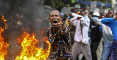 Protesters take part in a demonstration against a controversial tax bill in the central business district, Nairobi, Kenya, June 20, 2024. (EPA Photo)