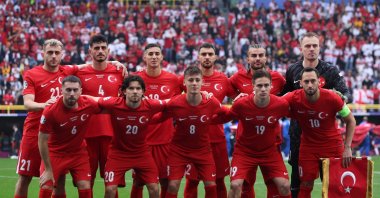 Players of Türkiye pose for a team photograph prior to the UEFA EURO 2024 group stage match against Georgia at Football Stadium Dortmund, Dortmund, Germany, June 18, 2024. (Getty Images Photo)