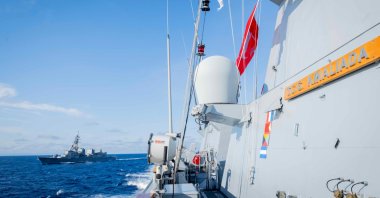 TCG Kınalıada and Japan’s Destroyer JS Takanami conduct a joint training drill in southeastern waters, Japan, June 20, 2024. (AA Photo)