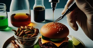 The next 30 years will see consumers turn increasingly to laboratory-grown meat cultured from animal tissues – with the potential to reduce emissions, land use and water consumption, researchers believe. (Bing AI Photo)