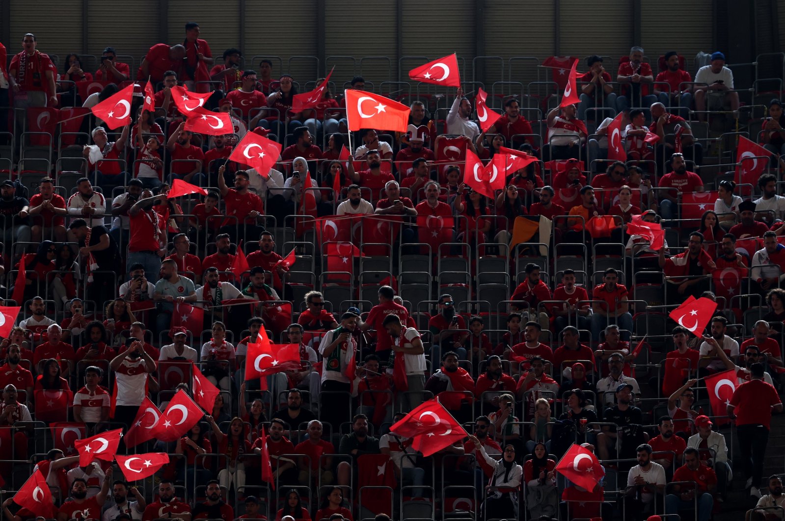 Turkish fans wait for the UEFA EURO 2024 group F match between Türkiye and Portugal, Dortmund, Germany, June 22, 2024. (EPA Photo)