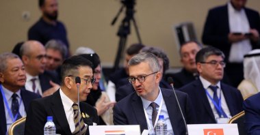 Deputy Foreign Minister professor Burhanettin Duran (C) represented Türkiye at the event in Tehran, Iran, June 24, 2024. (AA Photo)