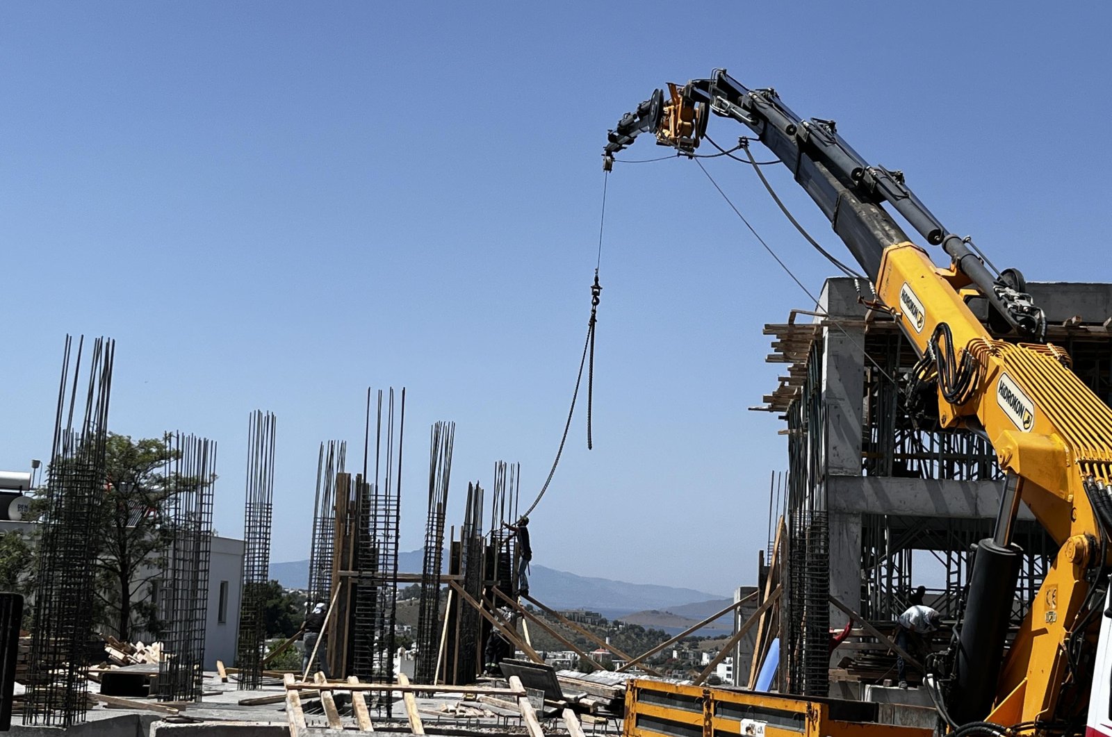 The construction site is seen in the Bodrum district of Muğla province, southwestern Türkiye, June 4, 2024. (DHA Photo)