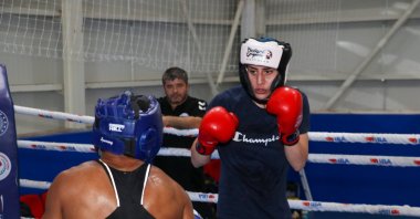 Turkish women's boxing national team athletes train at the Kastamonu Olympic Preparation and Training Camp Center, Kastamonu, Türkiye, June 21, 2024. (AA Photo)