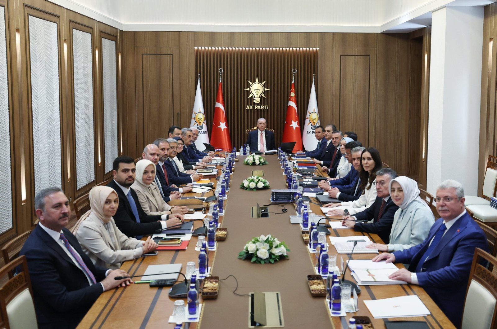 President Recep Tayyip Erdoğan (C) chairs the Justice and Development Party (AK Party) central executive committee meeting, Ankara, Türkiye, June 24, 2024. (İHA Photo)