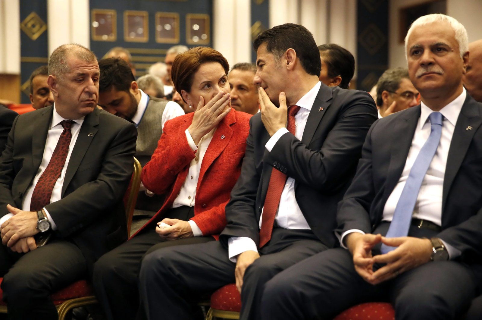 Koray Aydın (4th R) attends the Nationalist Movement Party’s (MHP) congress with Meral Akşener (2nd L) and Sinan Oğan (C), in the capital Ankara, Türkiye, June 19, 2016. (Sabah File Photo)