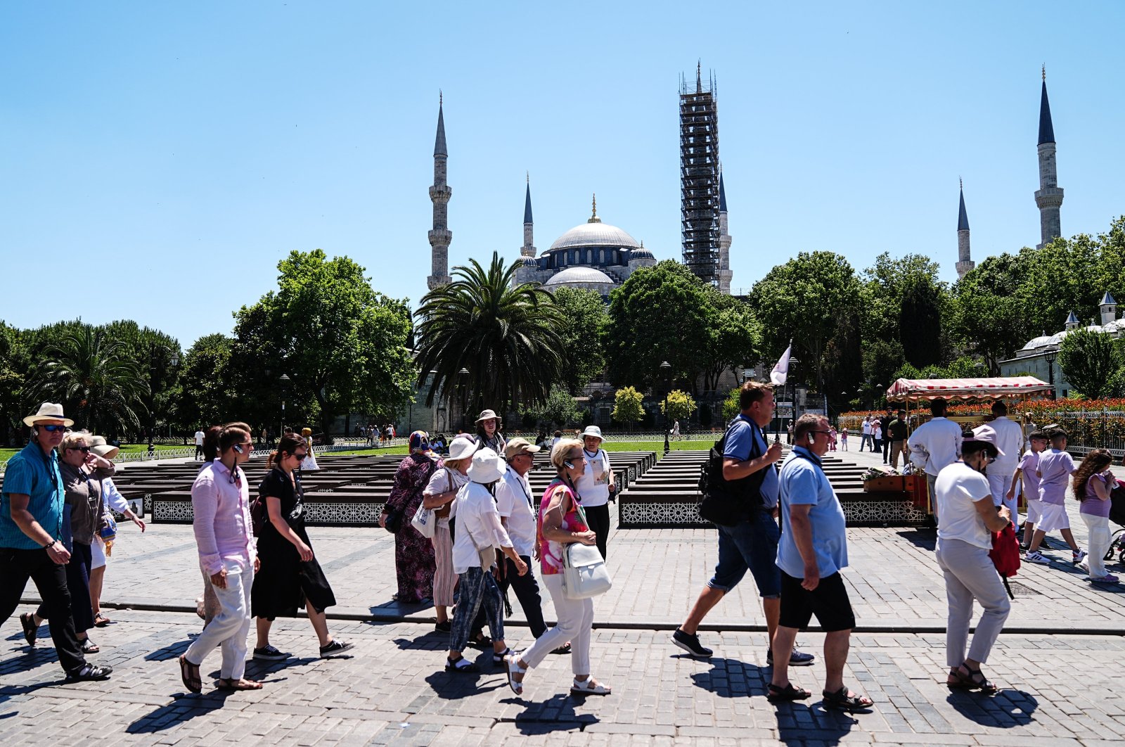 Tourists are seen in the historic Sultanahmet neighborhood in Istanbul, Türkiye, June 17, 2024. (AA Photo)