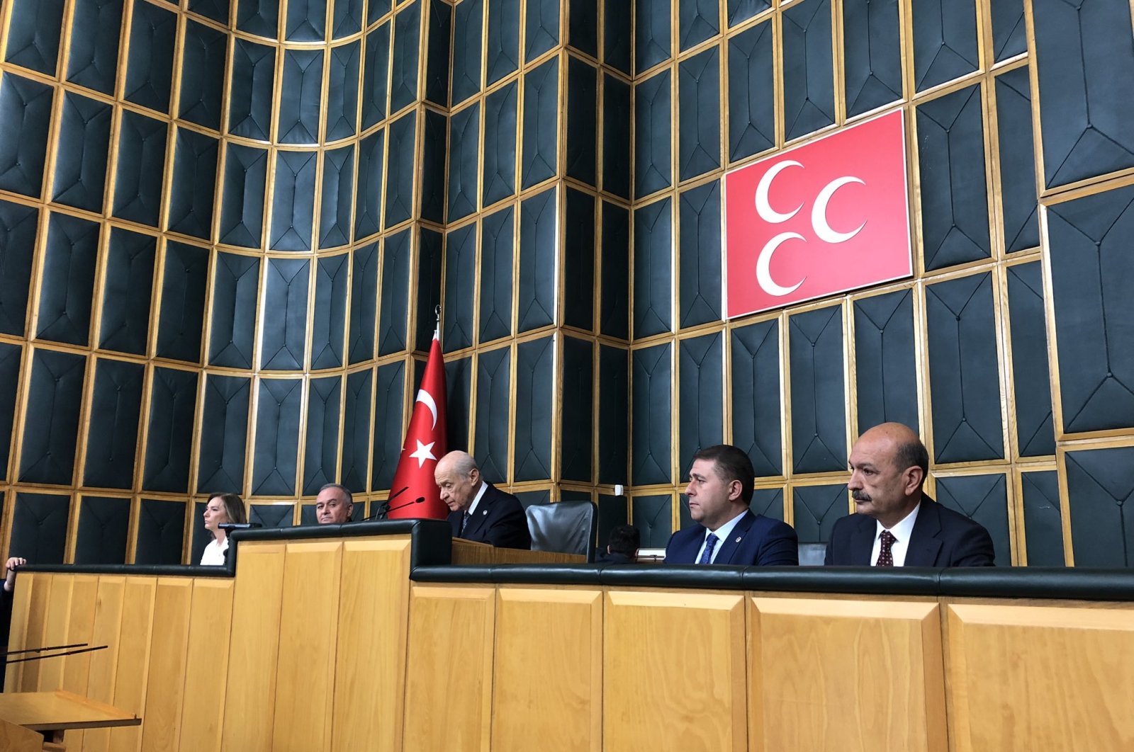 MHP leader Devlet Bahçeli speaks at the meeting of his party in the capital Ankara, Türkiye, June 25, 2024. (DHA Photo)