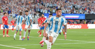 Argentina forward Lautaro Martinez celebrates his goal during the second half against Chile at MetLife Stadium, New Jersey, June 25, 2024. (Reuters Photo)