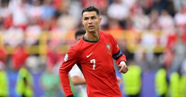 Portugal's Cristiano Ronaldo celebrates after setting up the third goal for Bruno Fernandes during the UEFA Euro 2024 Group F football match against Türkiye at the BVB Stadion, Dortmund, Germany, June 22, 2024. (AFP Photo)