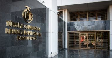 The entrance sign of the building housing the Central Bank of the Republic of Türkiye (CBRT), Ankara, Türkiye, Sept. 24, 2022. (Reuters Photo)