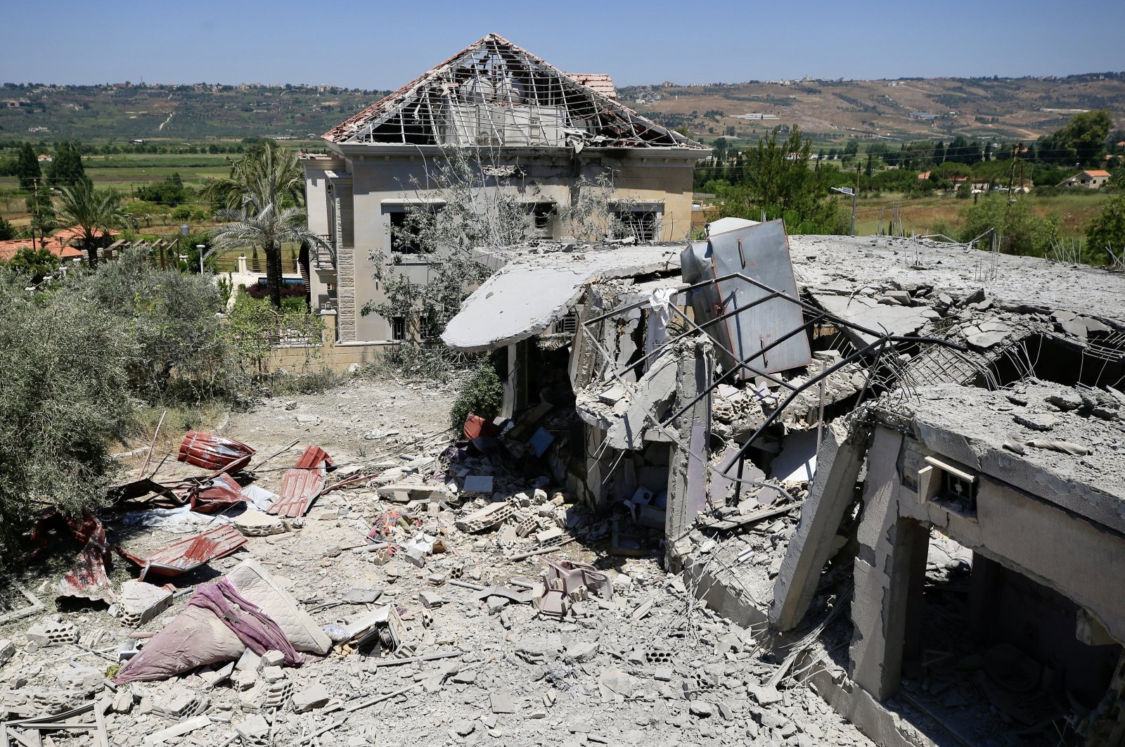 Destroyed buildings after an Israeli airstrike, in Khiyam town, near the border with Israel, in Lebanon, June 26, 2024. (EPA Photo)