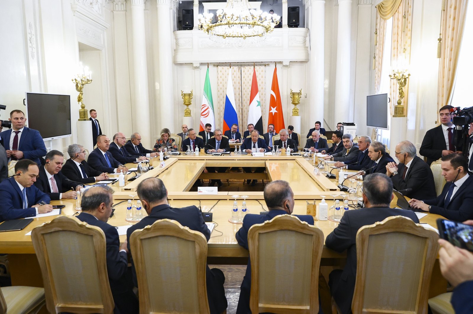 A view of the meeting of the foreign ministers of Russia, Syria, Türkiye and Iran in Moscow, Russia, May 10, 2023. (AP Photo)