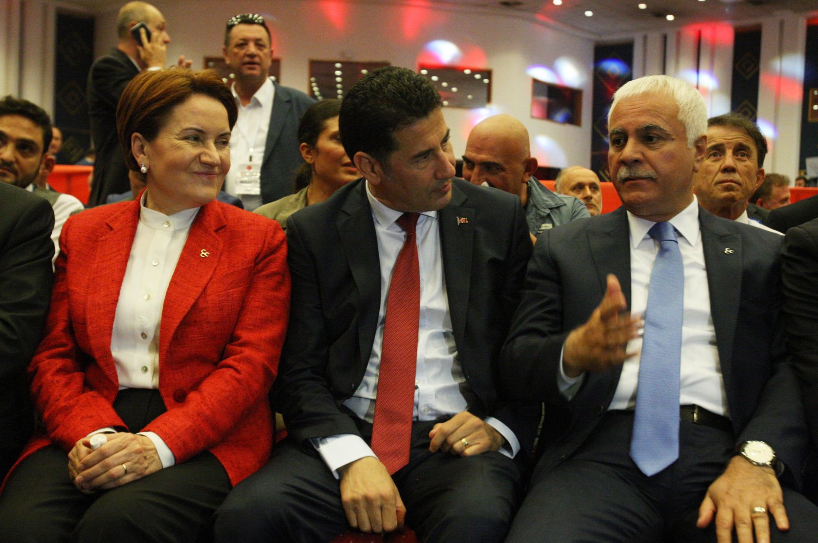 Koray Aydın (4th R) attends the Nationalist Movement Party’s (MHP) congress with for former Good Party (IP) Chair Meral Akşener (2nd L) and Sinan Oğan (C), in the capital Ankara, Türkiye, June 19, 2016. (Sabah File Photo)