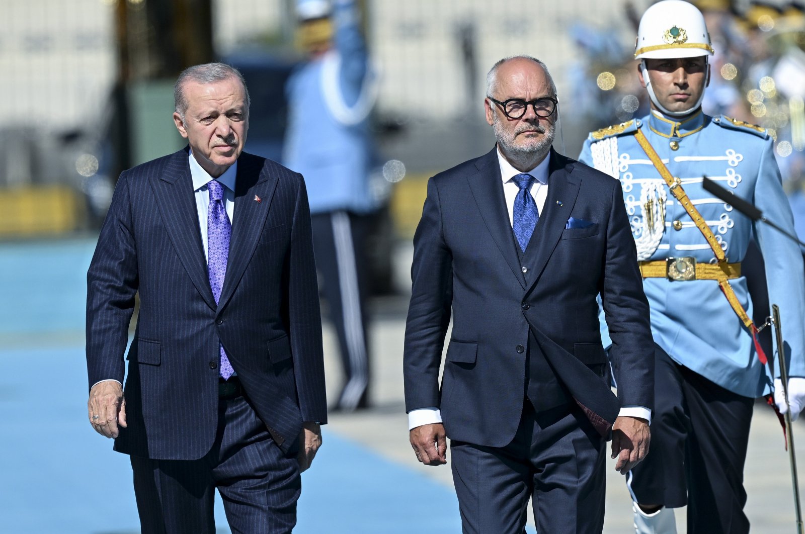 President Recep Tayyip Erdoğan (L) receives Estonian counterpart Alar Karis with a formal welcoming ceremony in the capital Ankara, Türkiye, June 27, 2024. (AA Photo) 