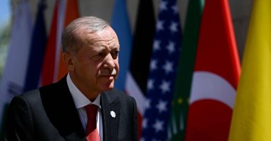 President Recep Tayyip Erdoğan arrives at the Borgo Egnazia resort for the G-7 Summit in Savelletri, Italy, June 14, 2024. (AFP Photo)
