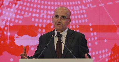 Treasury and Finance Minister Mehmet Şimşek speaks during an event in Istanbul, Türkiye, June 5, 2024. (AA Photo)