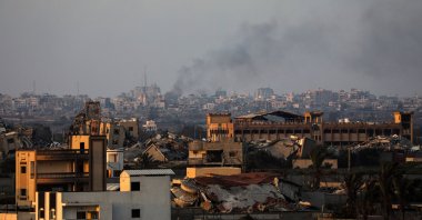 Smoke rises following an Israeli airstrike in the east of Gaza City in the Gaza Strip, Palestine, June 27, 2024. (EPA Photo)