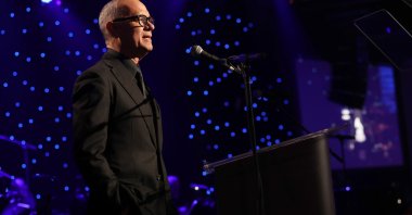 Tom Hanks speaks onstage during the Pre-Grammy Gala &amp; Grammy Salute to Industry Icons honoring Jon Platt at The Beverly Hilton in Los Angeles, U.S., February 03, 2024. (Getty Images)