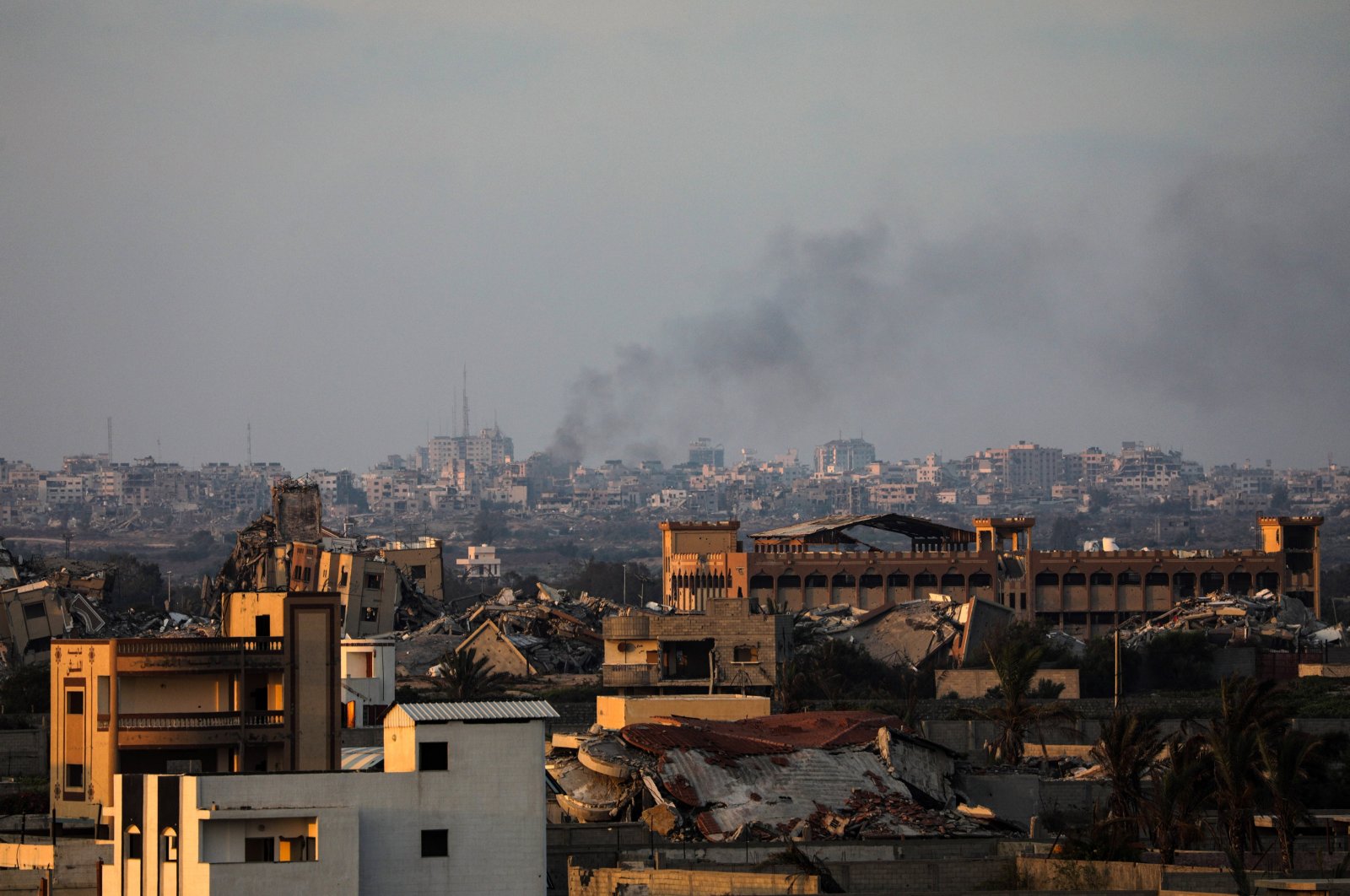Smoke rises following an Israeli airstrike in the east of Gaza City in the Gaza Strip, Palestine, June 27, 2024. (EPA Photo)