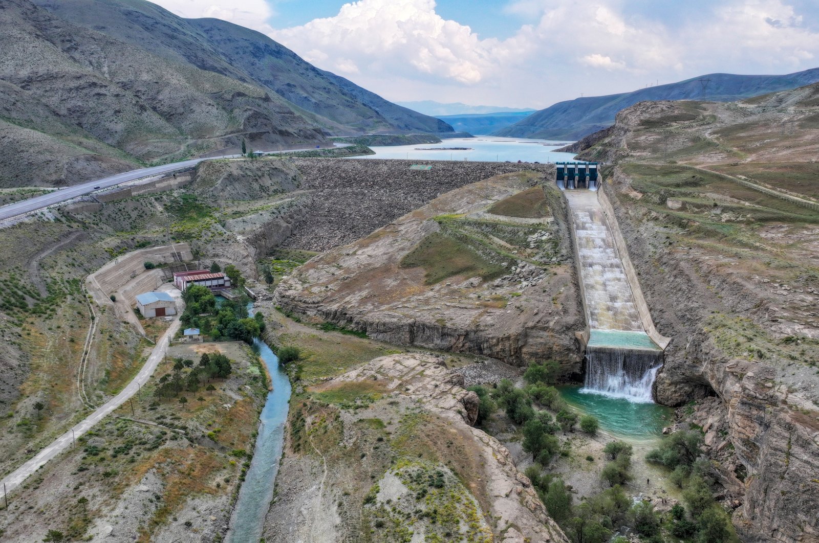 A view of the Zernek Dam and a waterfall in Van, eastern Türkiye, June 9, 2024. (AA Photo)
