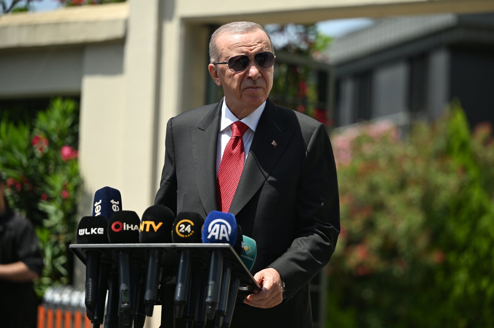 President Recep Tayyip Erdoğan speaks to press members in Istanbul, Türkiye, June 28, 2024. (AA Photo)