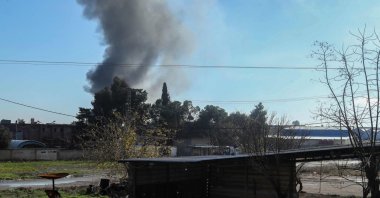 Smoke billows after Turkish airstrikes target the PKK terrorist group, Qamishli, Syria, Dec. 25, 2023. (AFP File Photo)