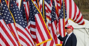 
Former U.S. President and Republican presidential candidate Donald Trump gestures during a campaign event, in Chesapeake, Virginia, U.S. June 28, 2024. (Reuters Photo)