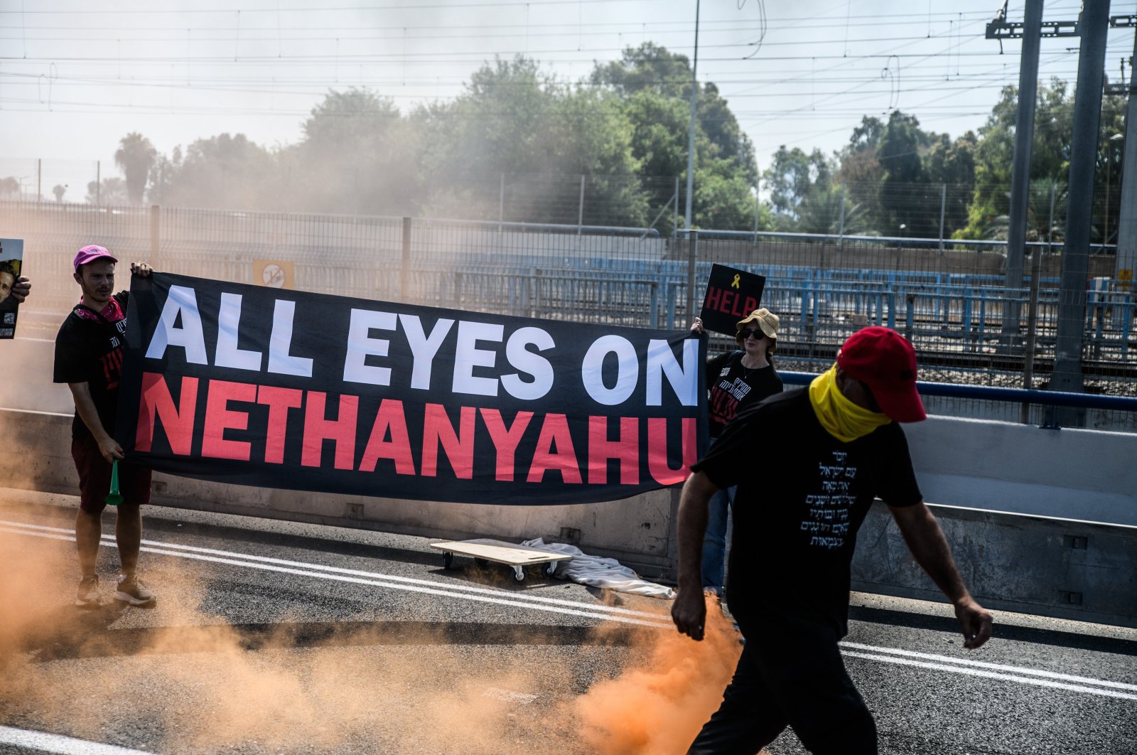 Demonstrators attend a protest demanding the resignation of PM Netanyahu in Tel Aviv, June 27, 2024. (AA Photo) 