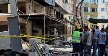 Emergency response teams at the scene, as nearby buildings were damaged in the blast, Izmir, Türkiye, June 30, 2024. (AA Photo)
