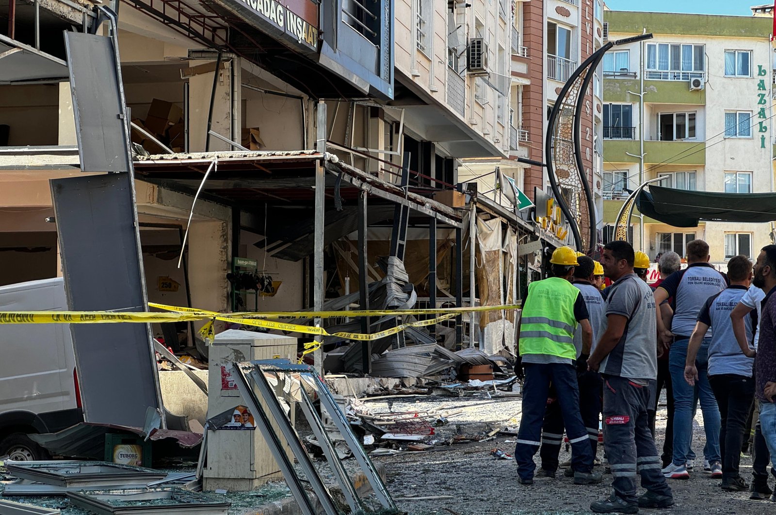 Emergency response teams at the scene, as nearby buildings were damaged in the blast, Izmir, Türkiye, June 30, 2024. (AA Photo)