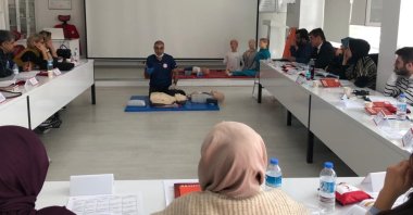 An internationally certified first aid training class given by the Turkish Red Crescent (Kızılay), Ankara, Türkiye, June 30, 2024. (IHA Photo)