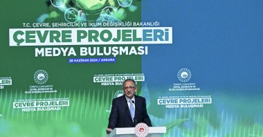 Environment, Urbanization and Climate Change Minister Mehmet Özhaseki speaks at an environmental conference, Ankara, Türkiye, June 28, 2024. (AA File Photo)