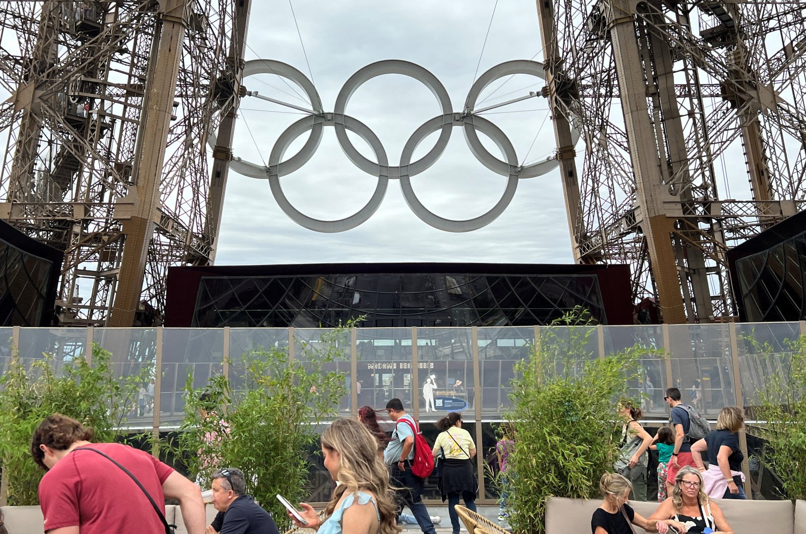 The Olympic rings are displayed on the Eiffel Tower for the Paris 2024 Olympic and Paralympic Games, Paris, France, June 29, 2024. (Reuters Photo)